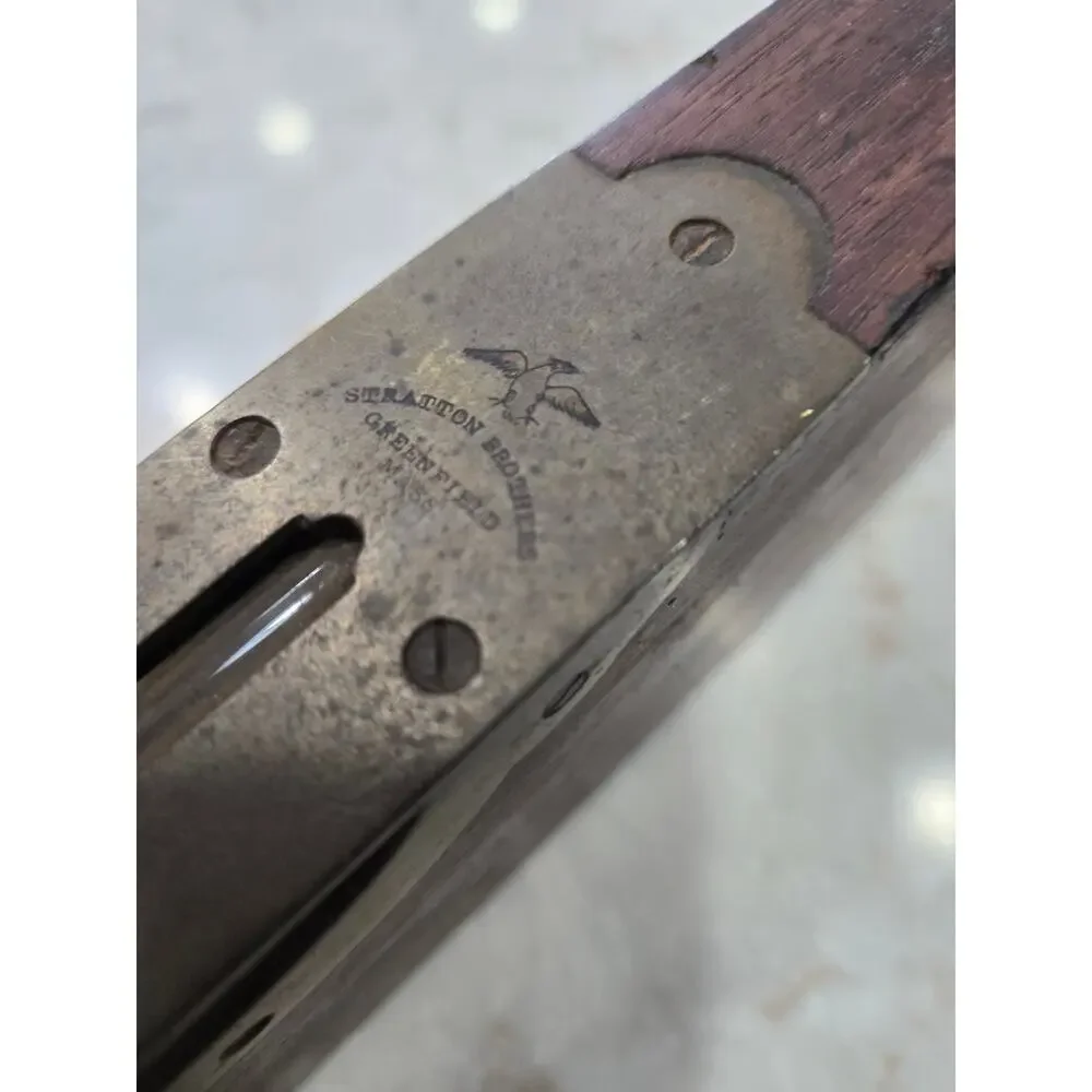 Vintage Stratton Brothers Greenfield Mass Wood Brass Level Hand Tool 1872